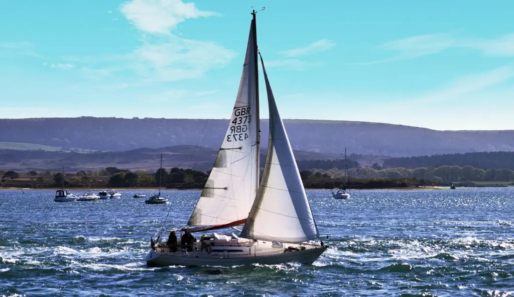 Yachting with the Jurassic Coastline in the distance