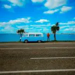 Blue VW Campervan at Sandbanks