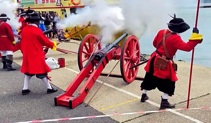 Live cannon firing on Poole Quay