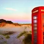 Red phone box at Shell Bay