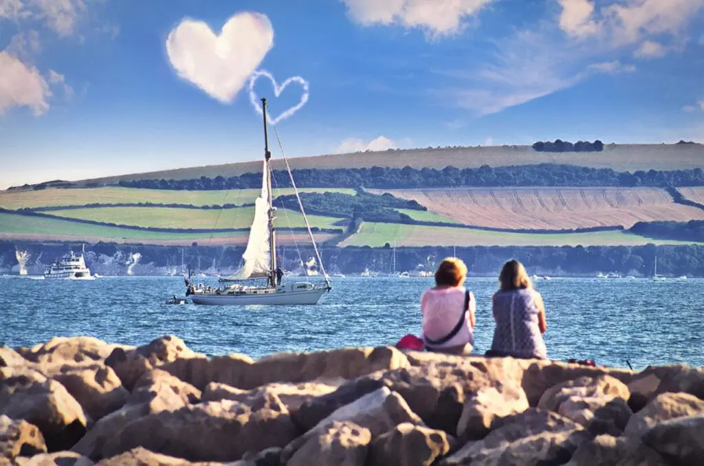 Women on Beach Looking at View