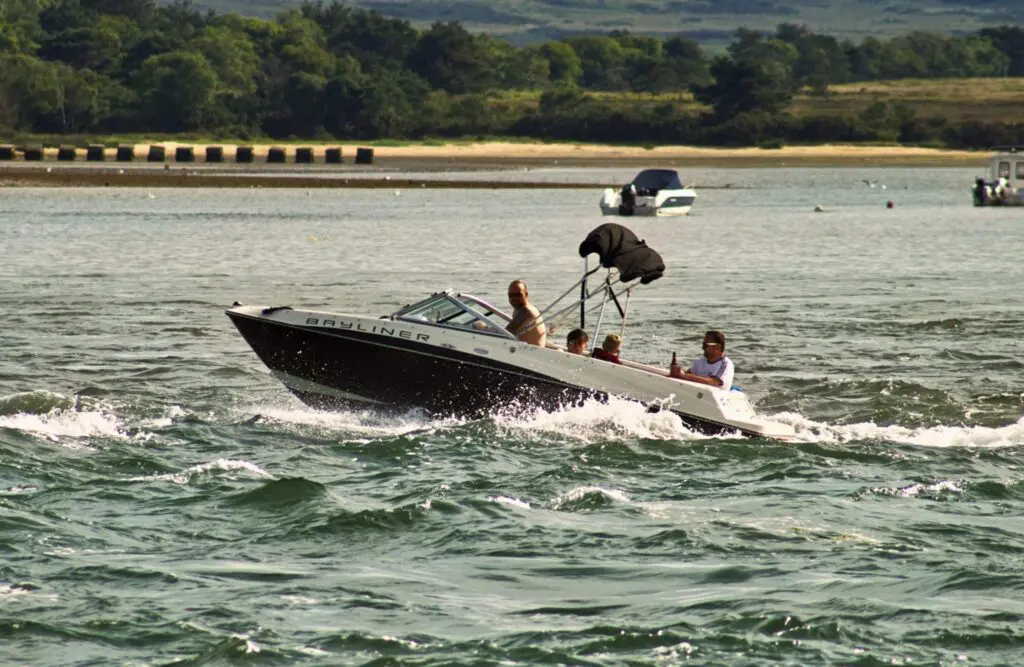 Speedboat with people in Sandbanks