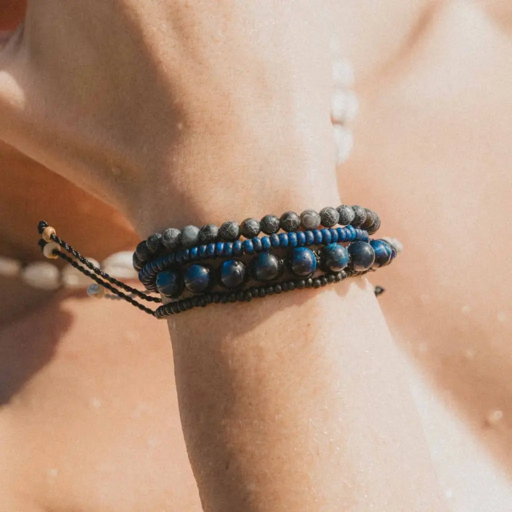 Bueng Kan Dark Beaded Stone Bracelet Set 2