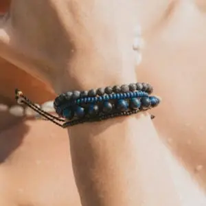 Bueng Kan Dark Beaded Stone Bracelet Set 2 Thumb