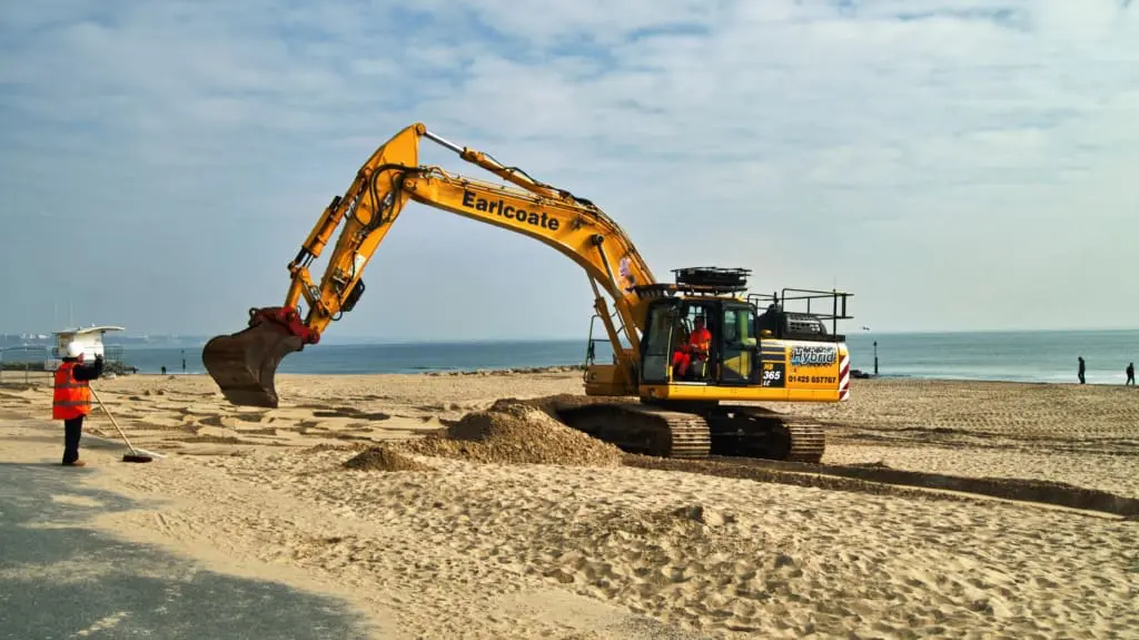 Earlcoate digger Sandbanks beach replenishment