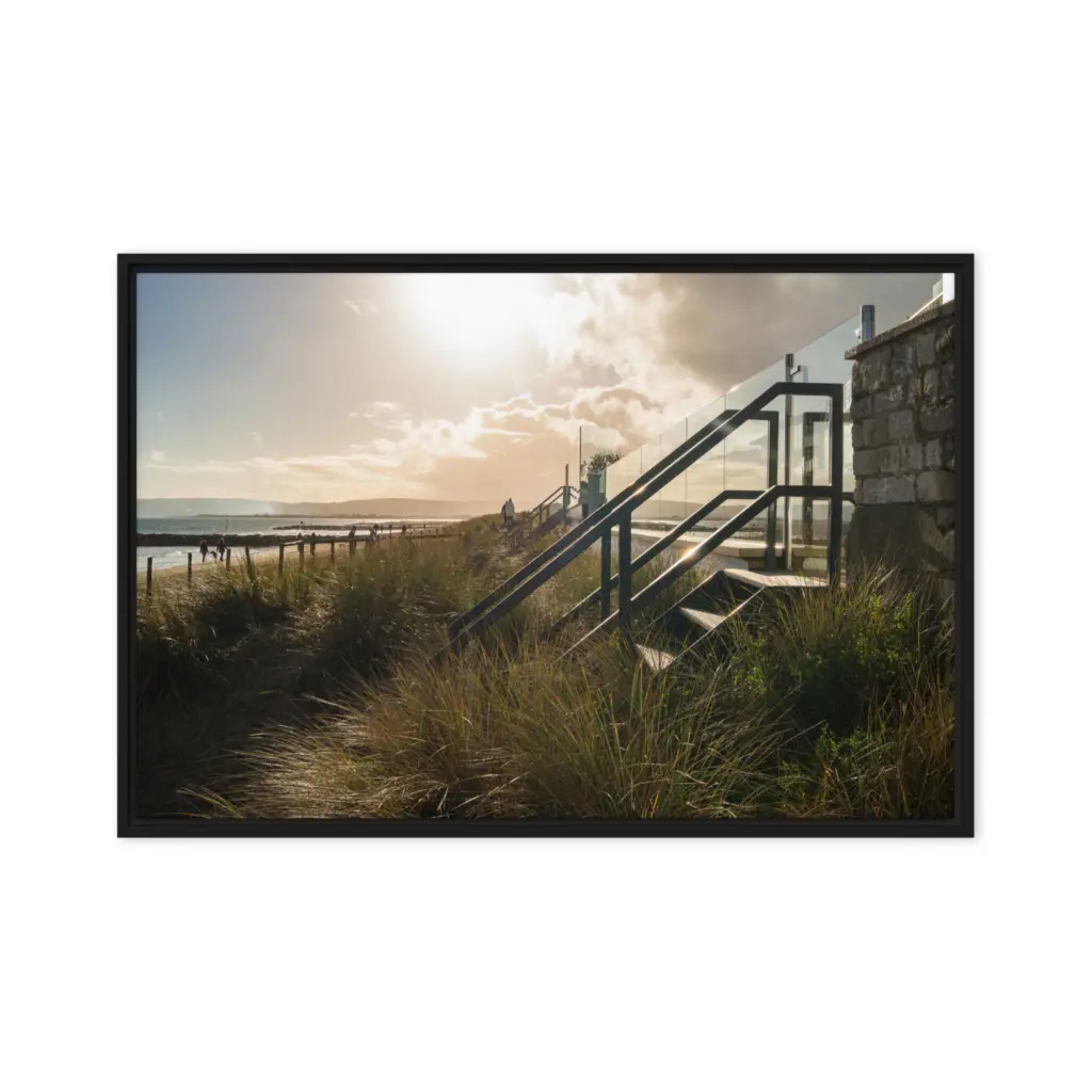 Steps to the Shore – Sandbanks Framed Canvas Wall Art