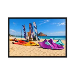 Colour on the Coast – Sandbanks Watersports Framed Canvas Wall Art thumbnail