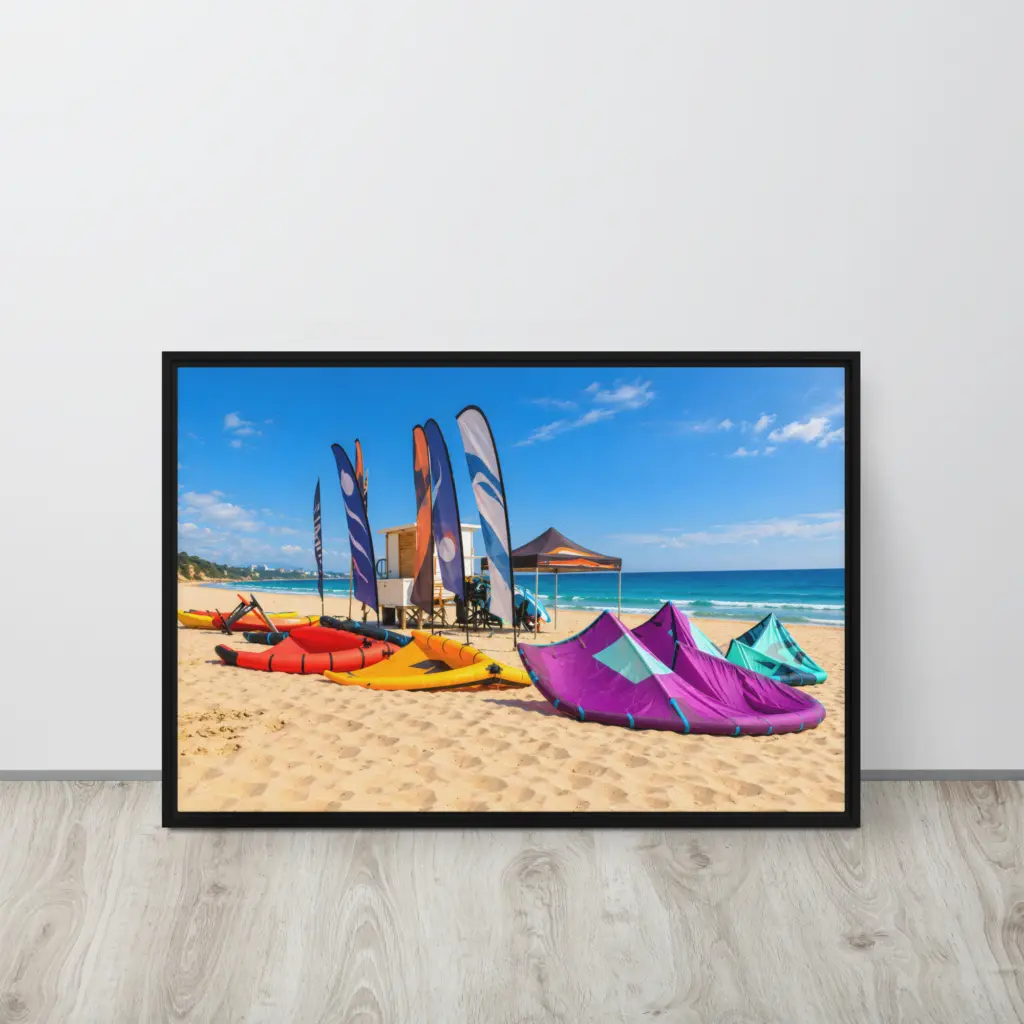 Colour on the Coast – Sandbanks Watersports Framed Canvas Wall Art