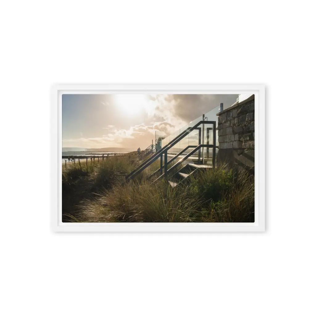 Steps to the Shore – Sandbanks Framed Canvas Wall Art