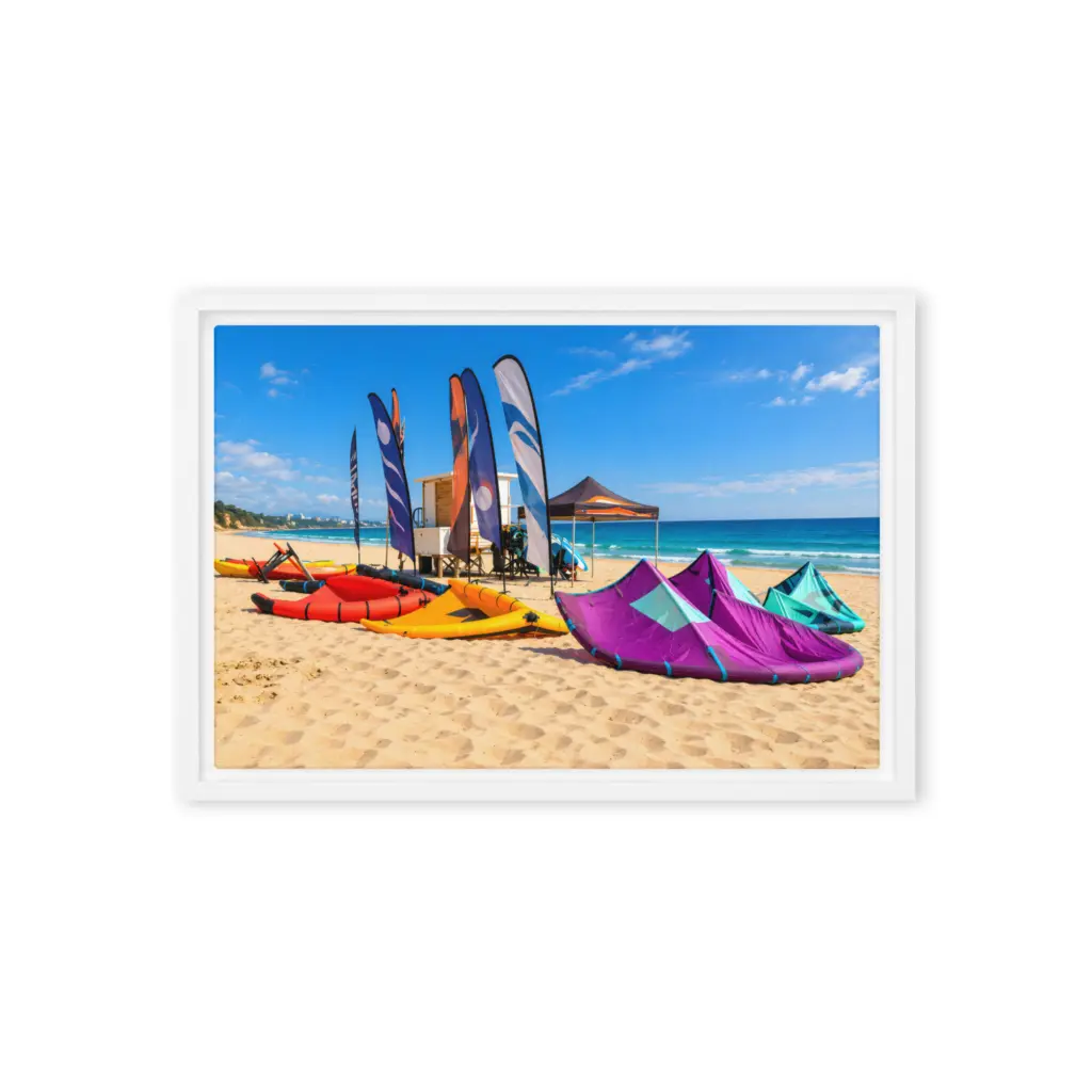 Colour on the Coast – Sandbanks Watersports Framed Canvas Wall Art