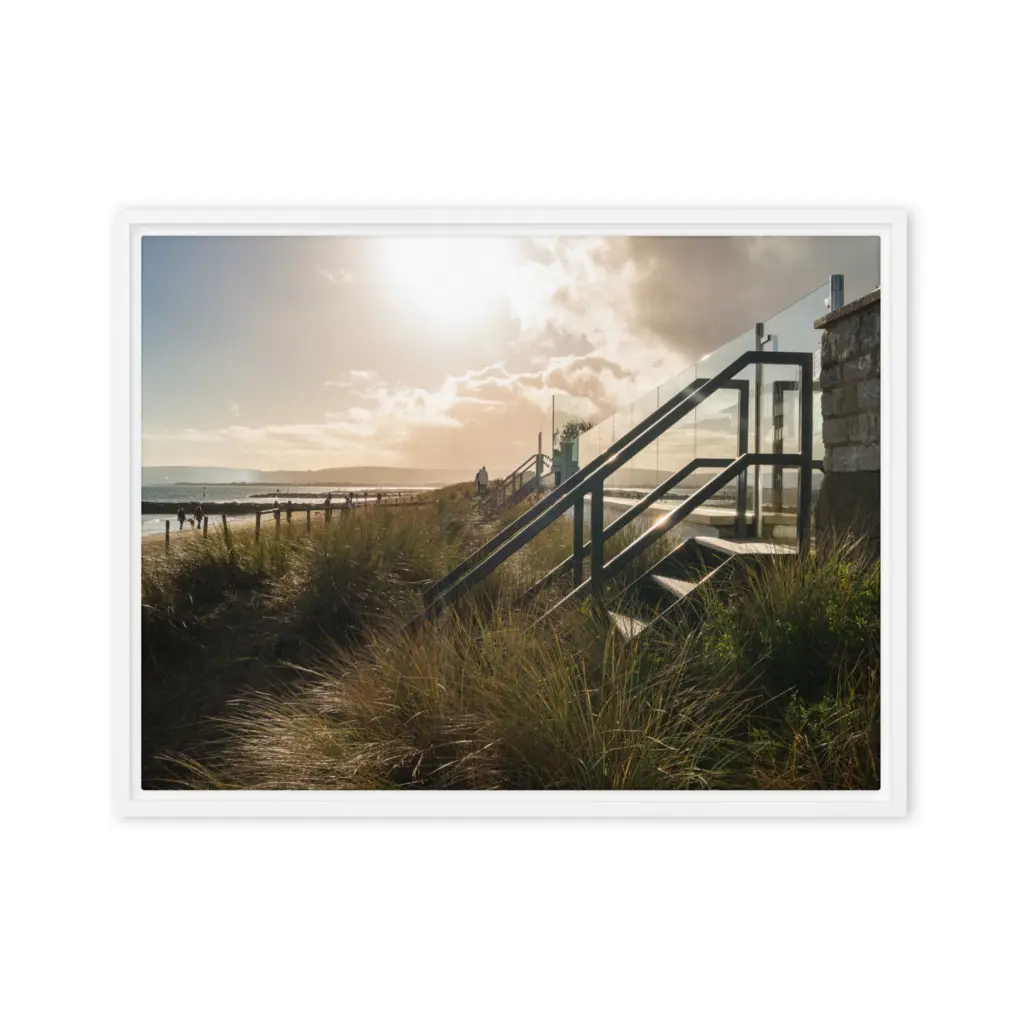 Steps to the Shore – Sandbanks Framed Canvas Wall Art