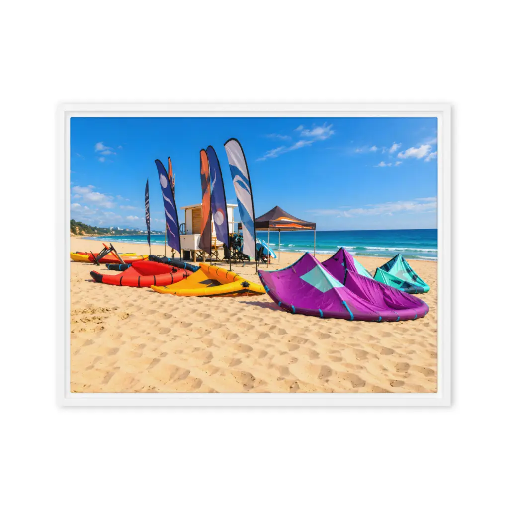 Colour on the Coast – Sandbanks Watersports Framed Canvas Wall Art