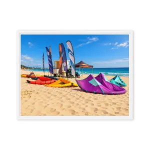 Colour on the Coast – Sandbanks Watersports Framed Canvas Wall Art thumbnail