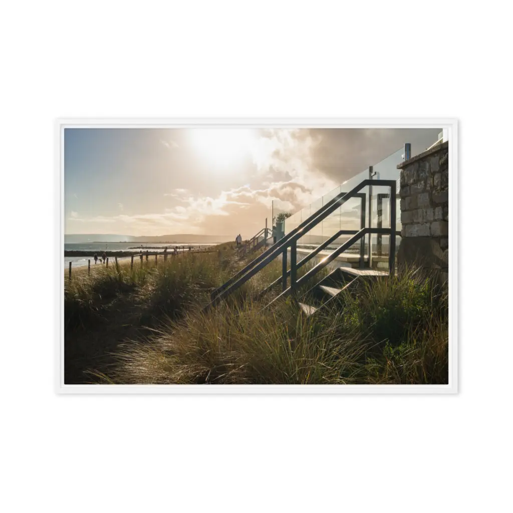 Steps to the Shore – Sandbanks Framed Canvas Wall Art