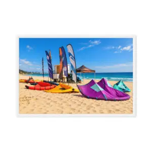 Colour on the Coast – Sandbanks Watersports Framed Canvas Wall Art thumbnail