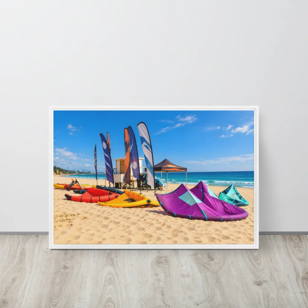 Colour on the Coast – Sandbanks Watersports Framed Canvas Wall Art