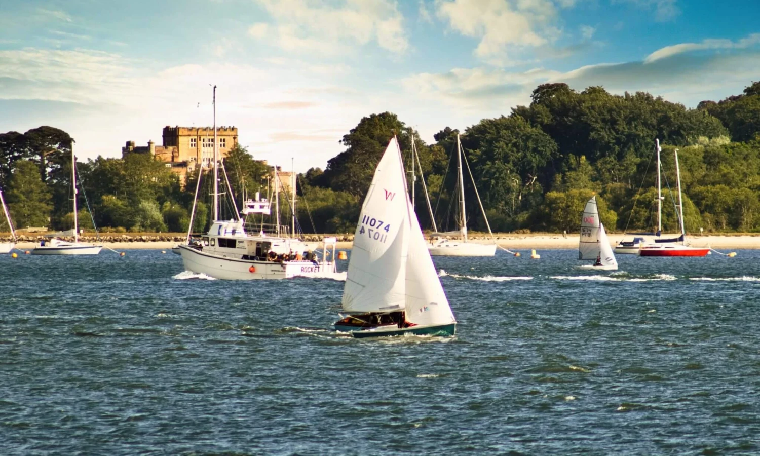 Yachts on the Water at Sandbanks Beach