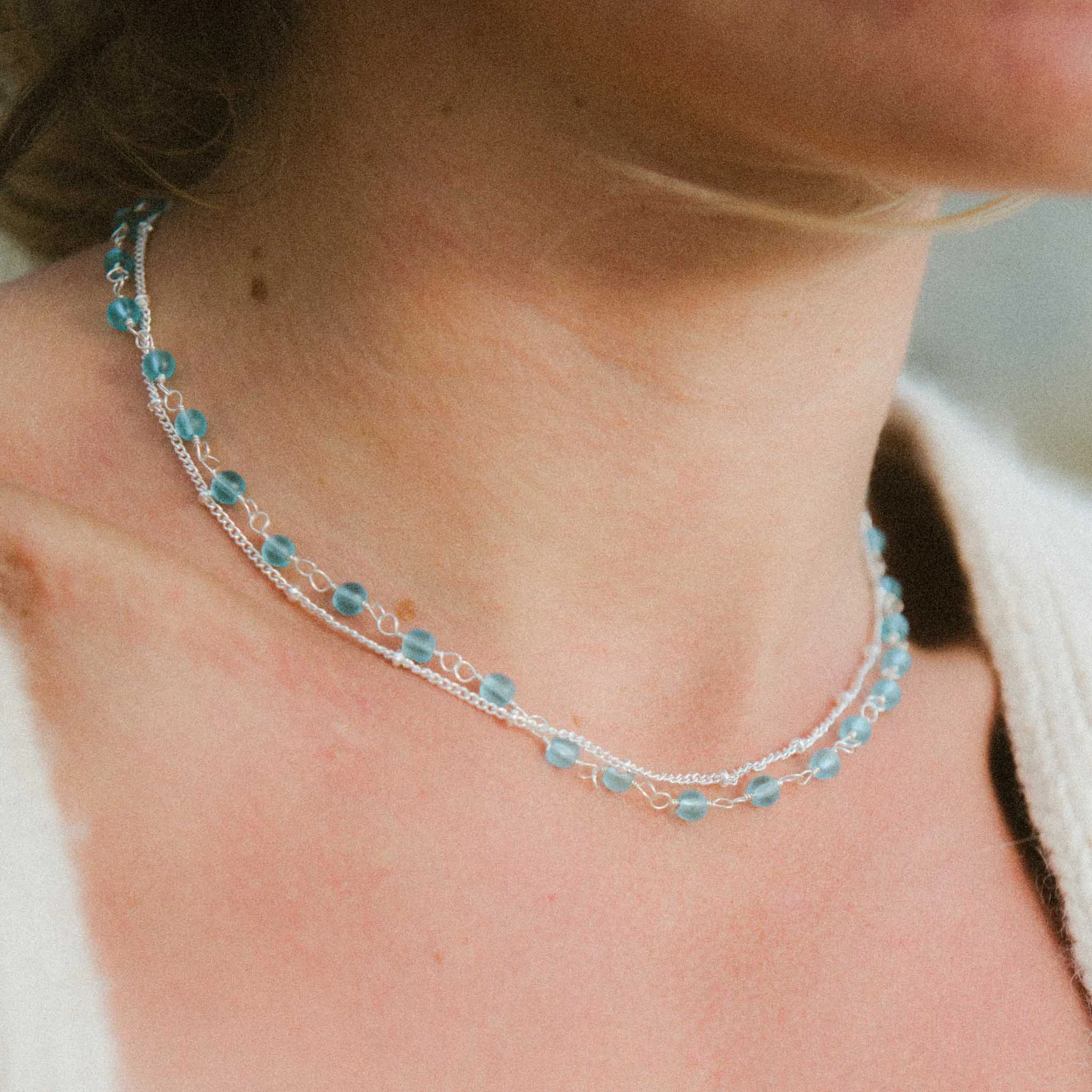 Sanur Beaded Frosted Glass Dual Necklace