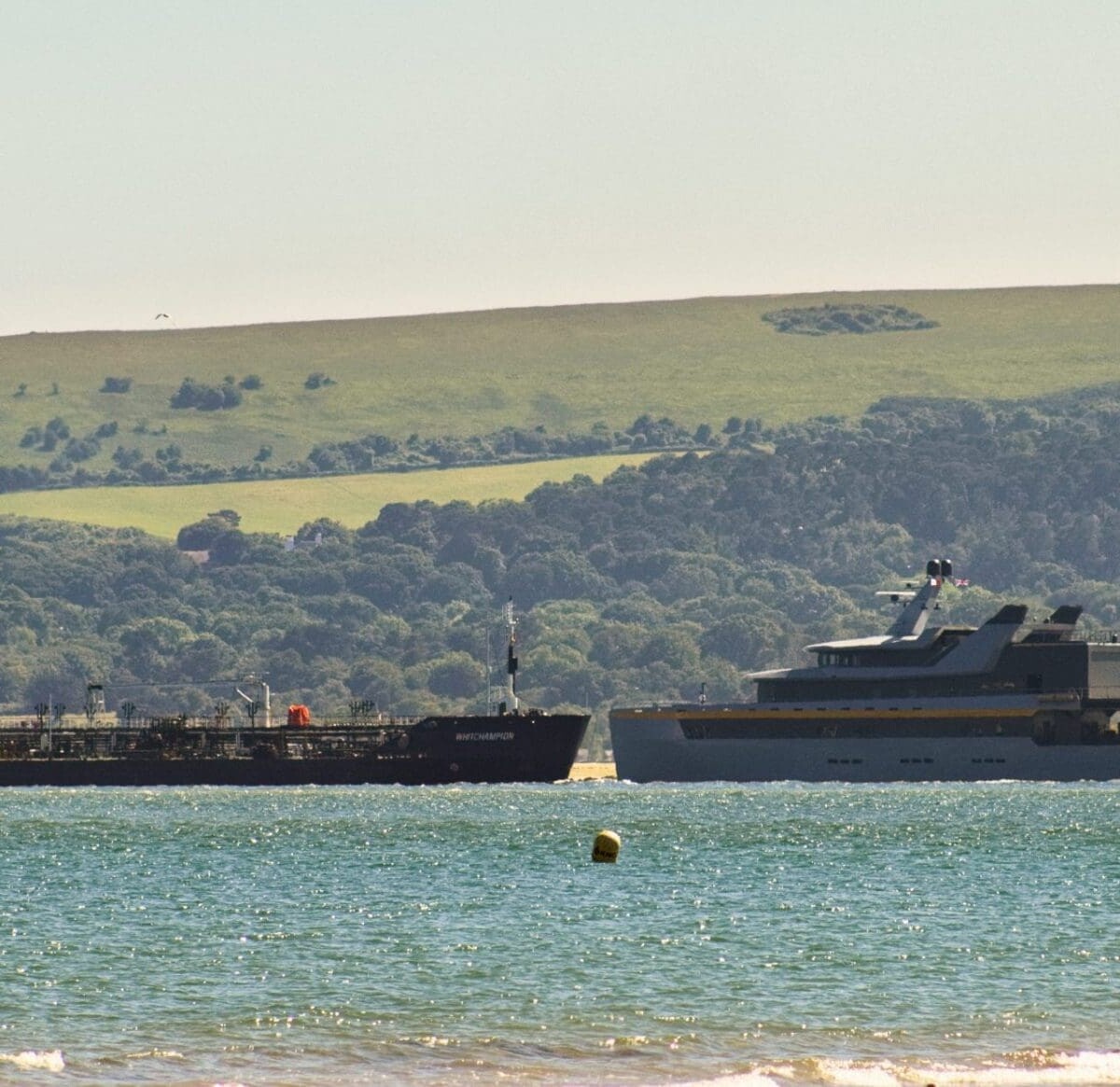 Large Boats meet at Sandbanks