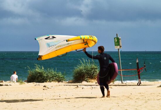 Wingsurfer at Sandbanks Beach
