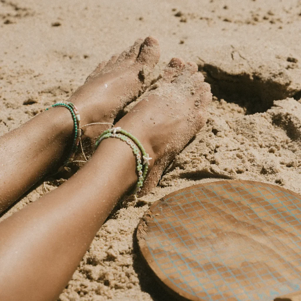 Kapok Green Flower & Starfish Anklet Set 2