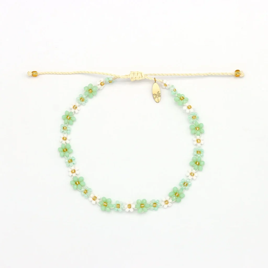 Kapok Green Flower & Starfish Anklet Set 3
