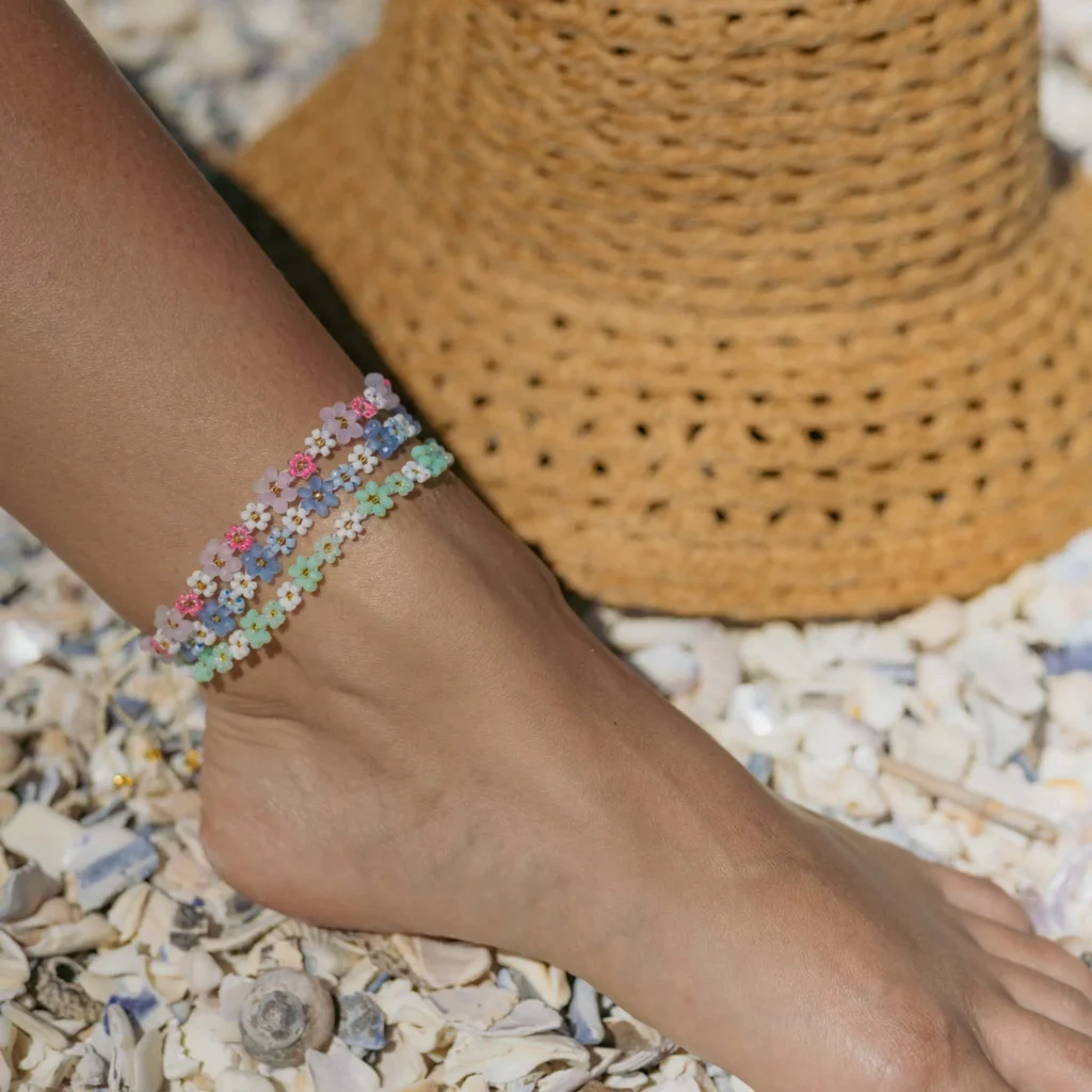 Mohala Flower Beaded Anklet 2