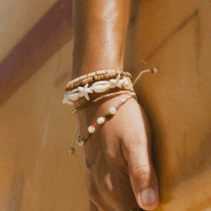 Sun Rays Mixed Bead & Shell Bracelet Set 1 Thumb