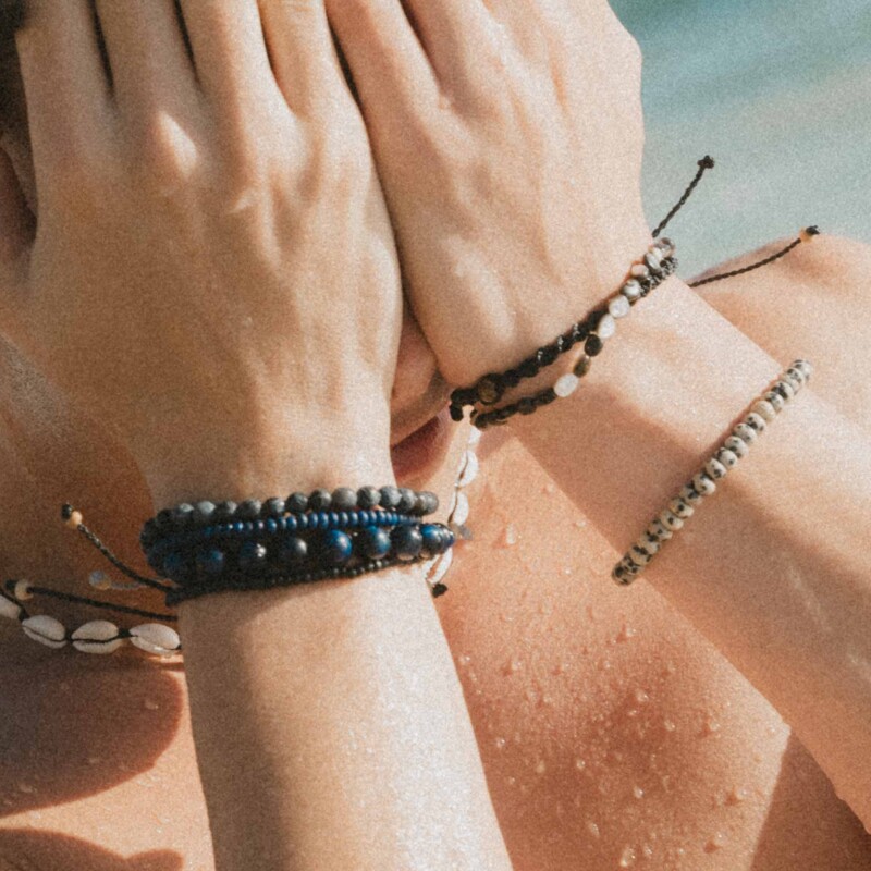 Bueng Kan Dark Beaded Stone Bracelet Set