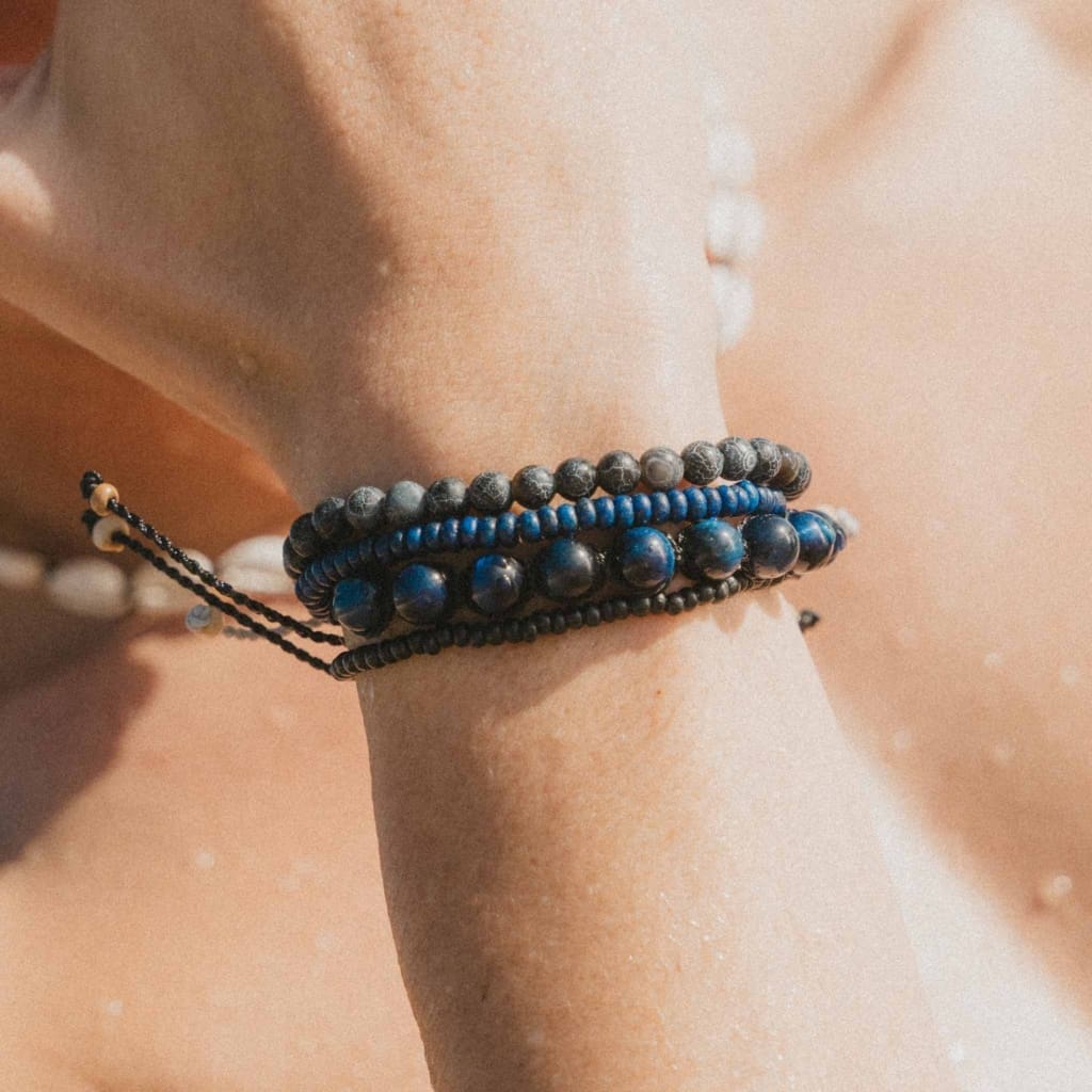 Bueng Kan Dark Beaded Stone Bracelet Set 2