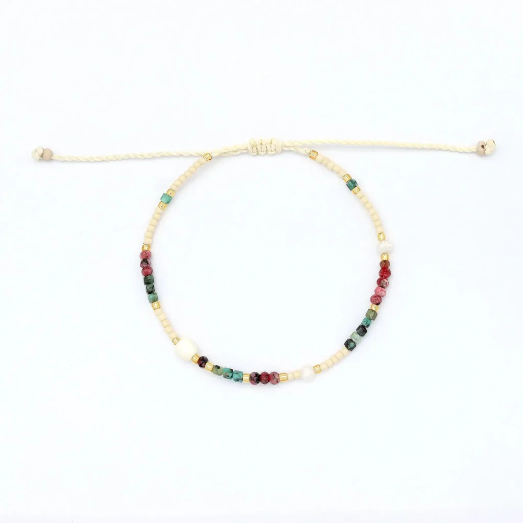 Deep Red Shell & Pearl Beaded Bracelet Set 5