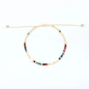 Deep Red Shell & Pearl Beaded Bracelet Set 5 Thumb