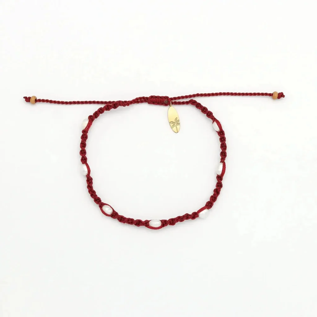 Deep Red Shell & Pearl Beaded Bracelet Set 8