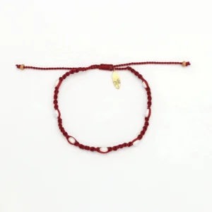 Deep Red Shell & Pearl Beaded Bracelet Set 8 Thumb