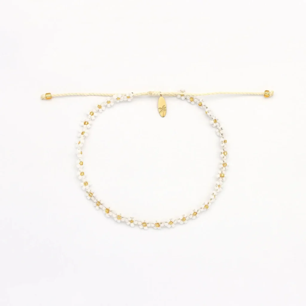 Flower & Pink Starfish Beaded Anklet Set 3