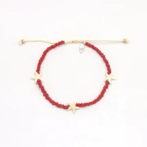 Flower & Pink Starfish Beaded Anklet Set 4 Thumb