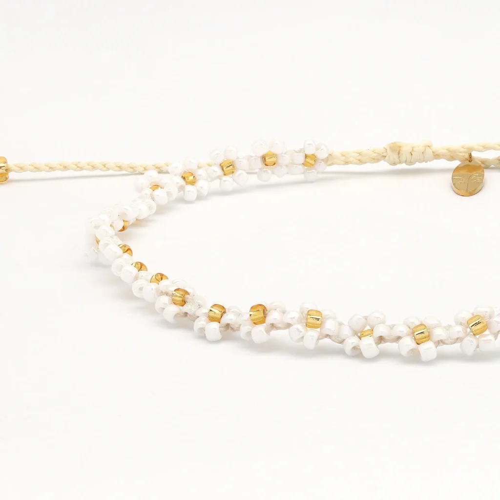 Flower & Pink Starfish Beaded Anklet Set 5