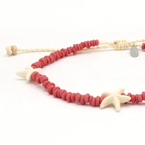 Flower & Pink Starfish Beaded Anklet Set 6 Thumb