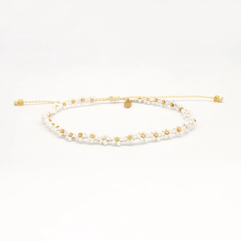 Flower & Pink Starfish Beaded Anklet Set 7