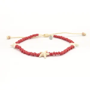 Flower & Pink Starfish Beaded Anklet Set 8 Thumb