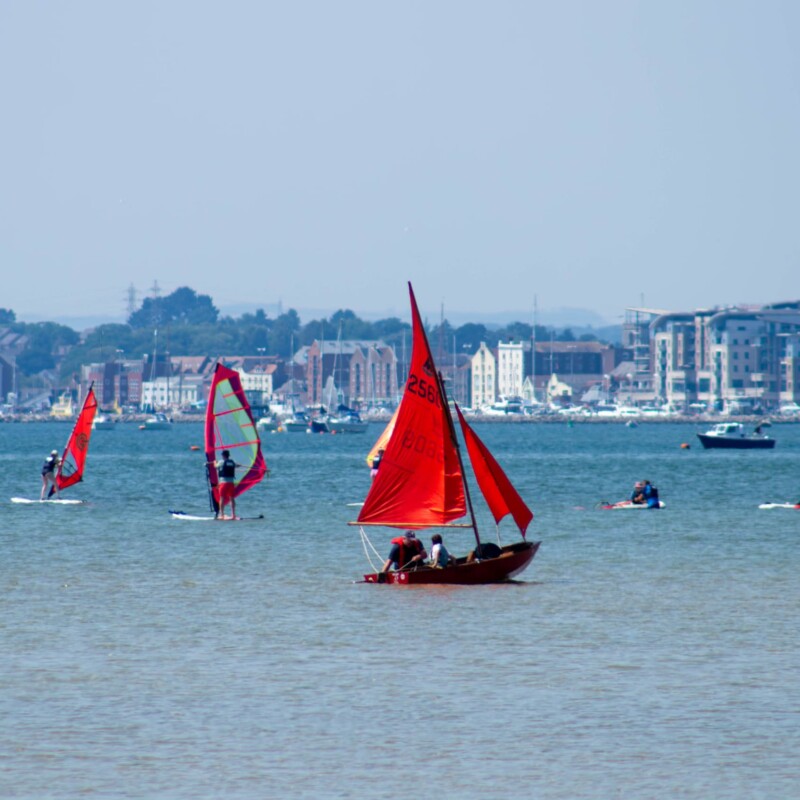 Little Red Boats on the Bay