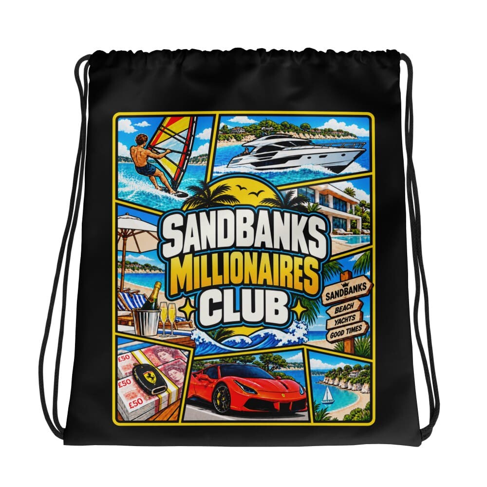 Sandbanks Millionaires Club Drawstring Bag