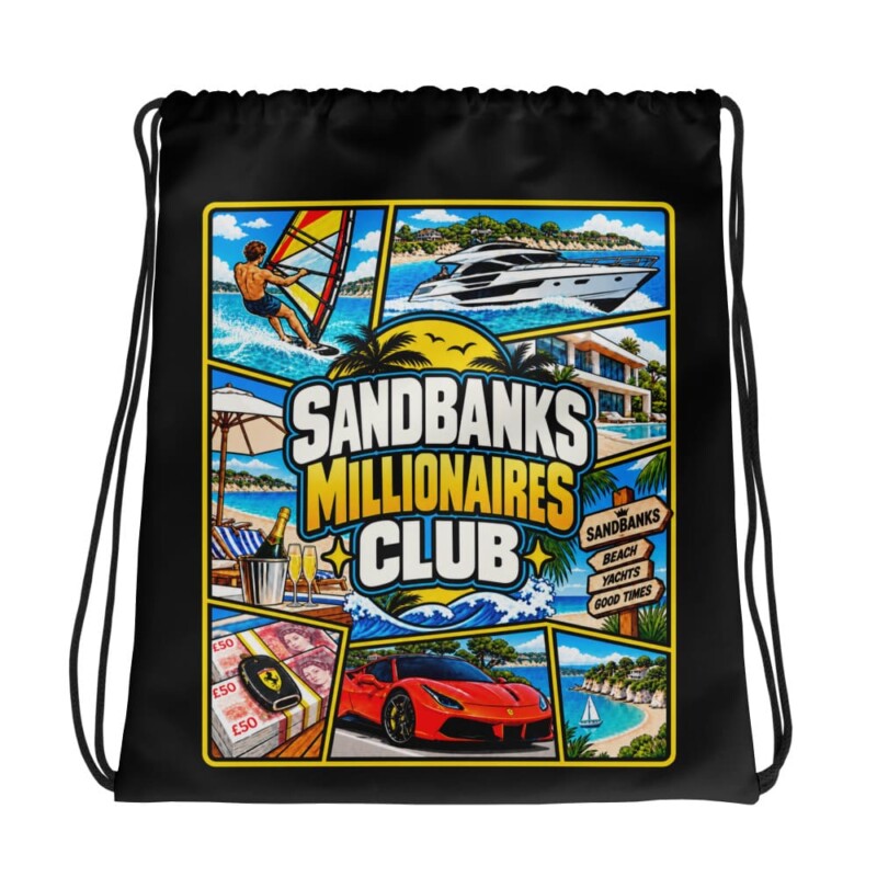 Sandbanks Millionaires Club Drawstring Bag
