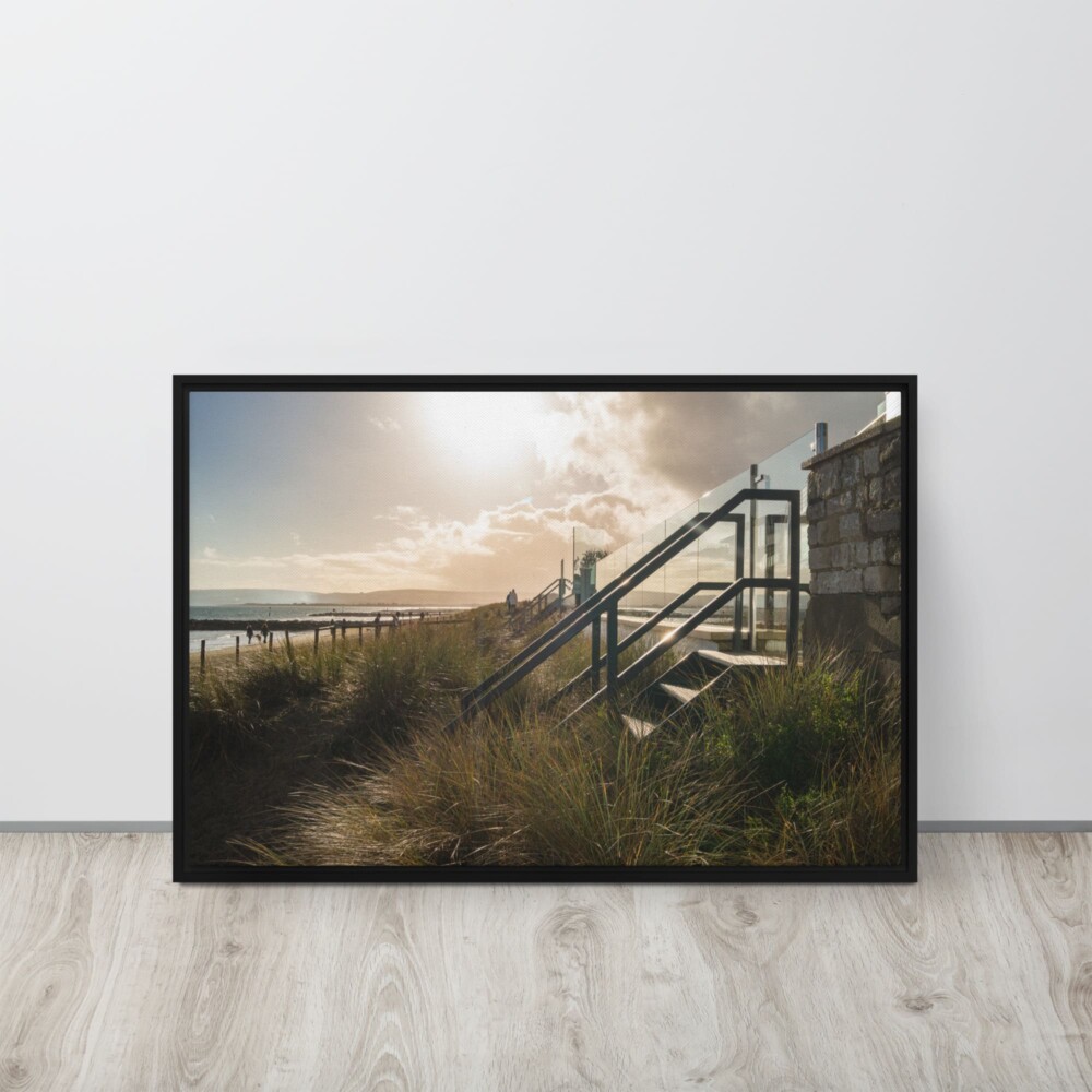 Steps to the Shore – Sandbanks Framed Canvas Wall Art