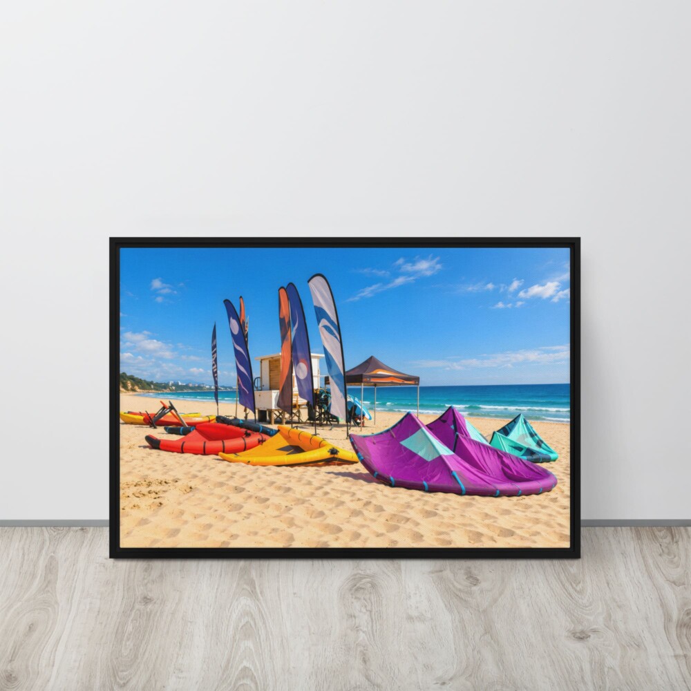 Colour on the Coast – Sandbanks Watersports Framed Canvas Wall Art